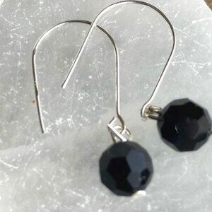 Black Onyx drops dangle earrings/manifesting grounding and protection